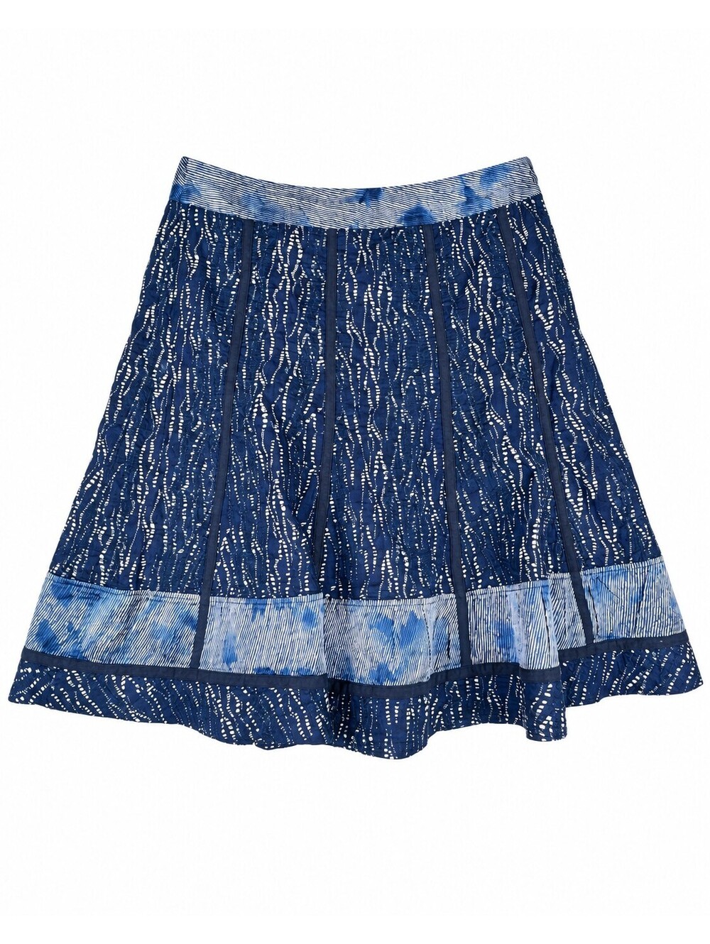 Coldwater Creek Blue Patterned A-Line Skirt Size PM (10-12)